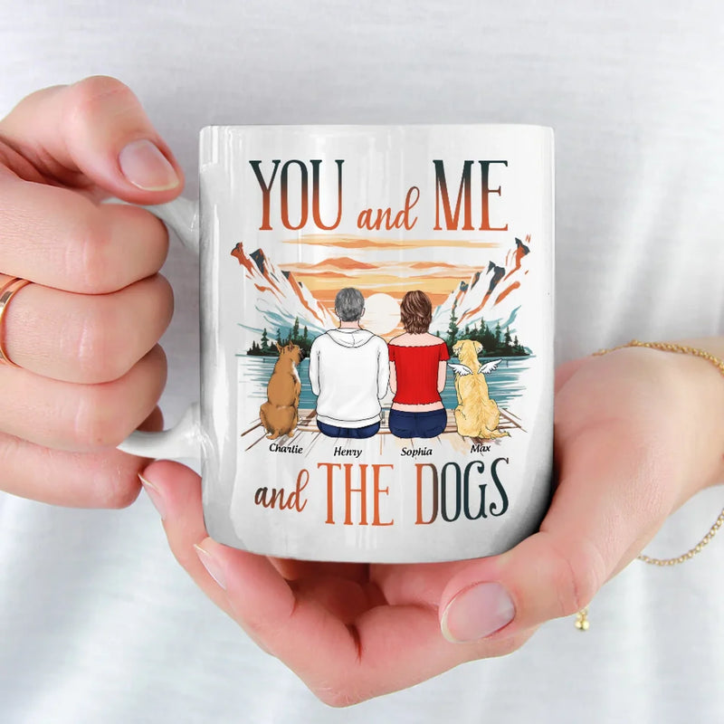 Just You, Me, And Wagging Tails - Couple Personalized Custom Mug - Gift For Husband Wife, Anniversary, Pet Owners, Pet Lovers