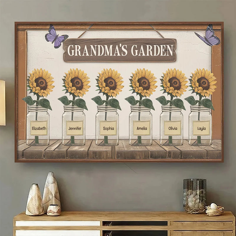 She Plants Seeds Of Love And Watches Her Family Bloom - Family Personalized Custom Horizontal Poster - Gift For Mom, Grandma