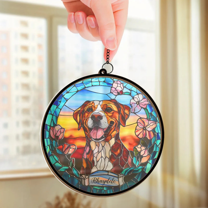 Custom Photo A Loyal Companion, Forever Missed - Memorial Personalized Window Hanging Suncatcher Ornament - Sympathy Gift For Pet Owners, Pet Lovers