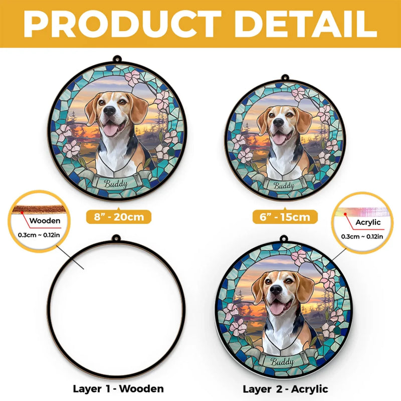 Custom Pet Photo Beagle Gifts for Dog Lovers - Personalized Suncatcher Hanging Ornament