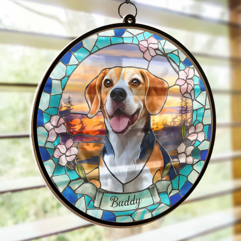 Custom Pet Photo Beagle Gifts for Dog Lovers - Personalized Suncatcher Hanging Ornament