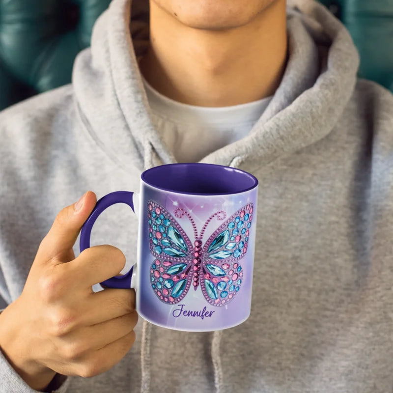 Custom Name Butterfly Gift - Personalized Accent Mugs