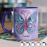 Custom Name Butterfly Gift - Personalized Accent Mugs