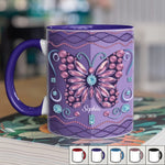Custom Name Butterfly Design - Personalized Accent Mugs