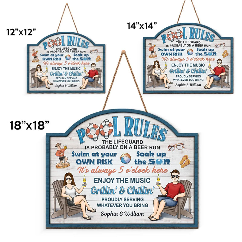 Our Love Is As Deep As This Pool - Couple Personalized Custom Home Decor Wood Sign - Gift For Husband Wife, Anniversary