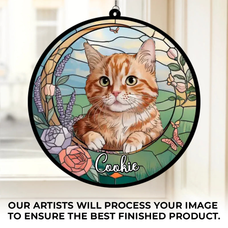 Custom Pet Photo Cat Gifts for Cat Lovers - Personalized Suncatcher Hanging Ornament
