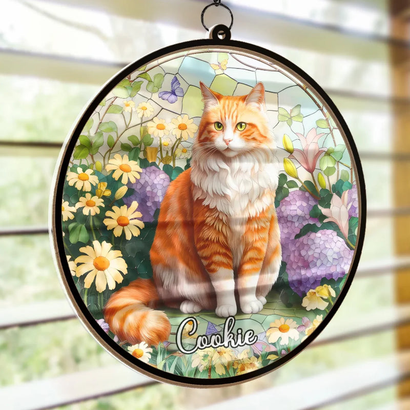 Custom Photo Keep You Forever In Our Hearts - Memorial Personalized Window Hanging Suncatcher Ornament - Sympathy Gift For Pet Owners, Pet Lovers
