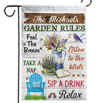 Custom Name Garden Rules Decor - Personalized Flag