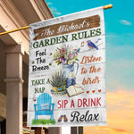 Custom Name Garden Rules Decor - Personalized Flag