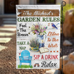 Custom Name Garden Rules Decor - Personalized Flag