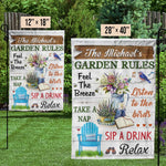 Custom Name Garden Rules Decor - Personalized Flag