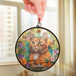 Custom Pet Photo Cat Garden Gifts - Personalized Suncatcher Hanging Ornament