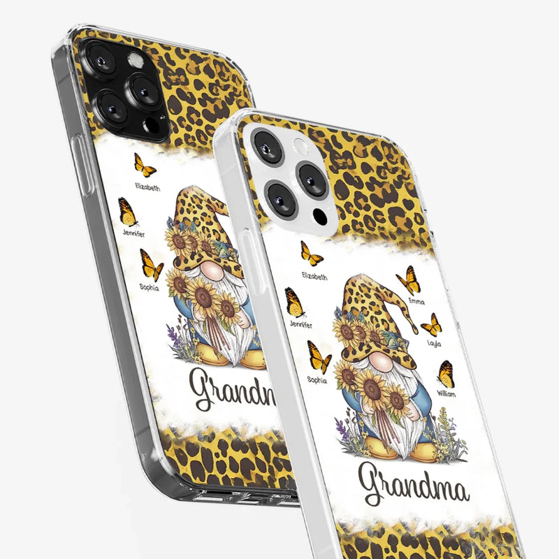 A Gnome’s Wisdom, A Grandma’s Heart - Family Personalized Custom Clear Phone Case - Gift For Mom, Grandma