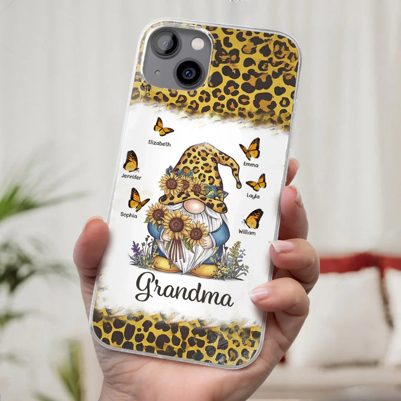 A Gnome’s Wisdom, A Grandma’s Heart - Family Personalized Custom Clear Phone Case - Gift For Mom, Grandma