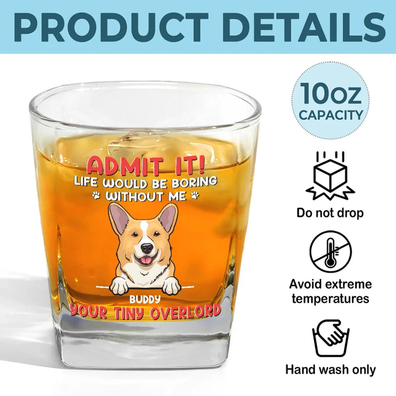 Custom Name Funny Dog Lover Gifts - Personalized Square Whiskey Glass