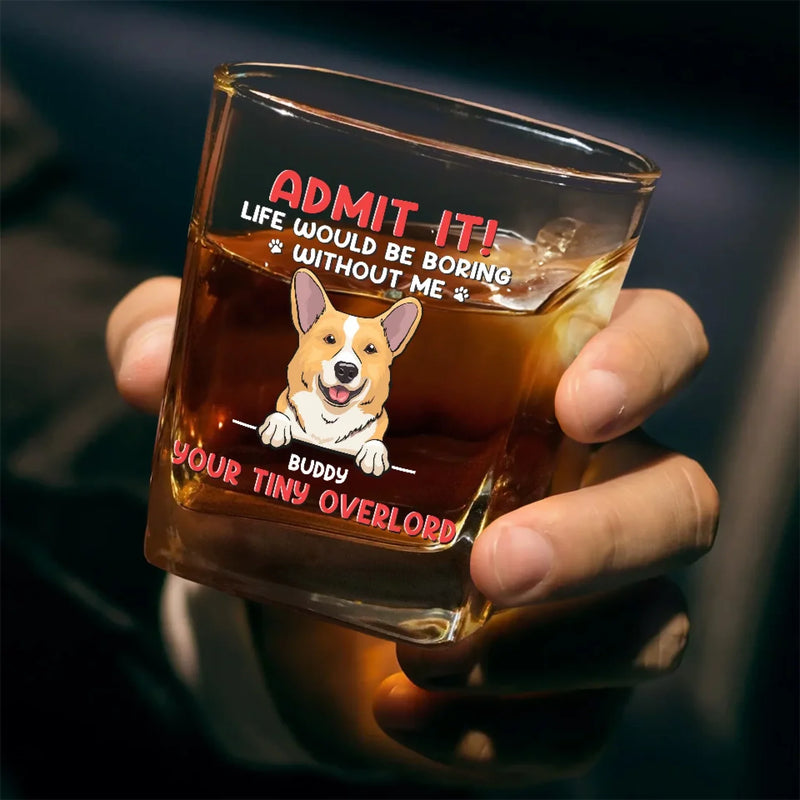 Custom Name Funny Dog Lover Gifts - Personalized Square Whiskey Glass