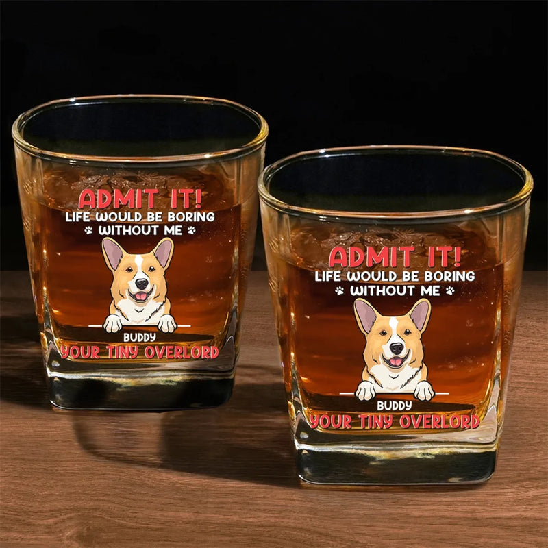 Custom Name Funny Dog Lover Gifts - Personalized Square Whiskey Glass