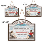 Custom Name Pool Rules Poolside Decor - Personalized Wood Sign