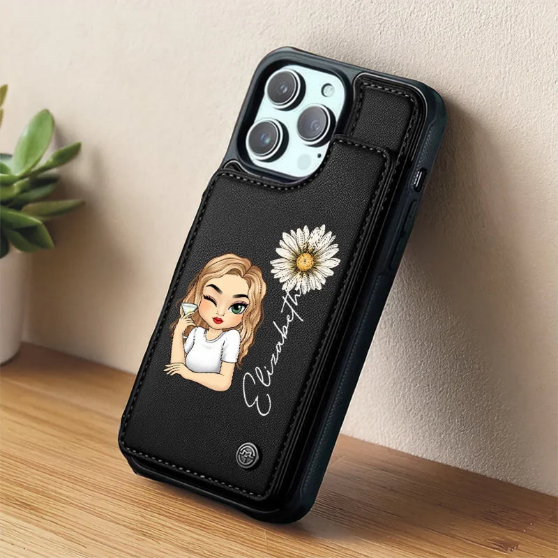 Custom Name Daisy Girl Gifts for Women - Personalized Wallet Phone Case