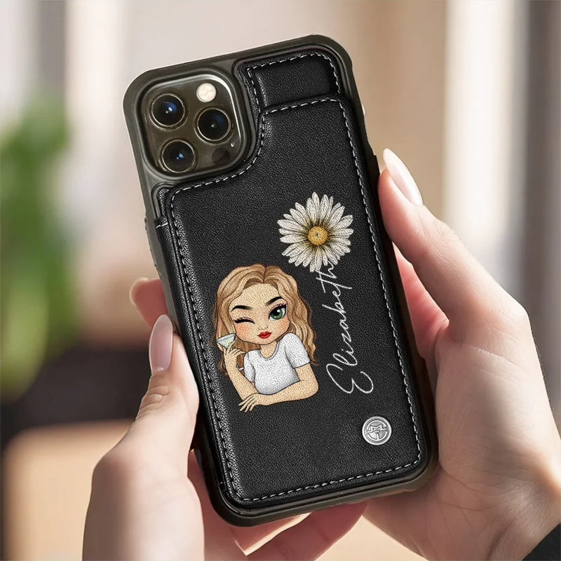Custom Name Daisy Girl Gifts for Women - Personalized Wallet Phone Case