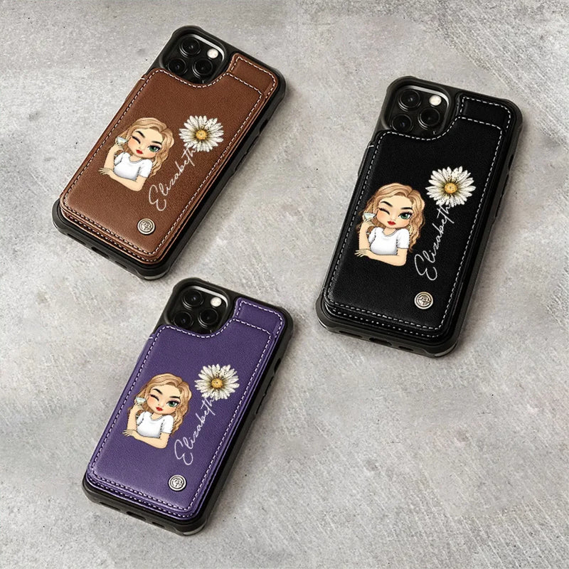 Custom Name Daisy Girl Gifts for Women - Personalized Wallet Phone Case