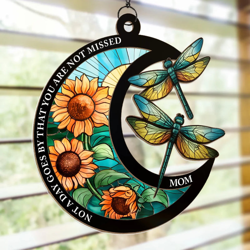 Time May Pass, But Memories Remain Evergreen - Memorial Personalized Window Hanging Suncatcher Ornament - Sympathy Gift For Family Members
