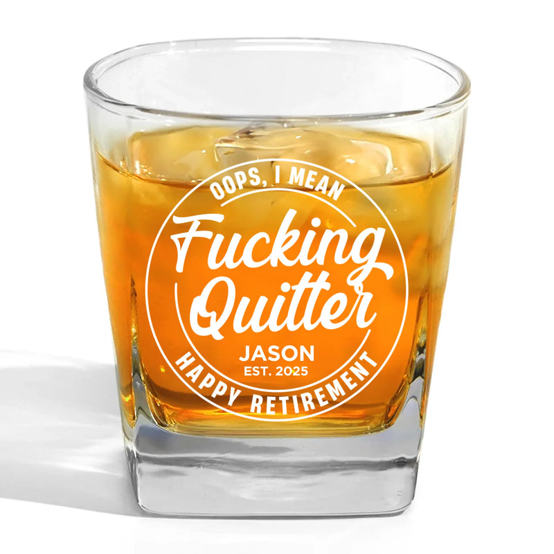 Custom Funny Retirement Gifts - Personalized Square Whiskey Glass