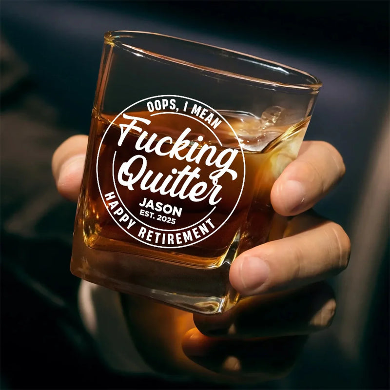 Custom Funny Retirement Gifts - Personalized Square Whiskey Glass