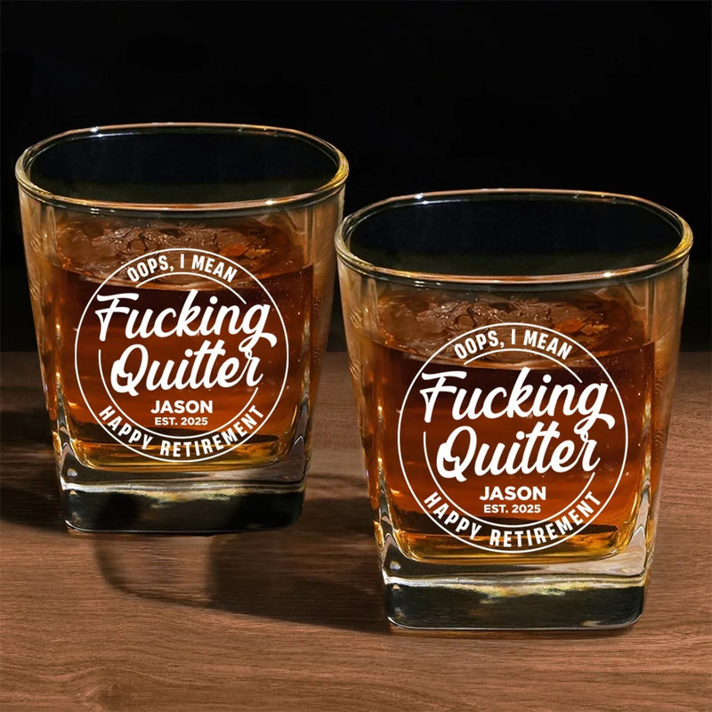 Custom Funny Retirement Gifts - Personalized Square Whiskey Glass