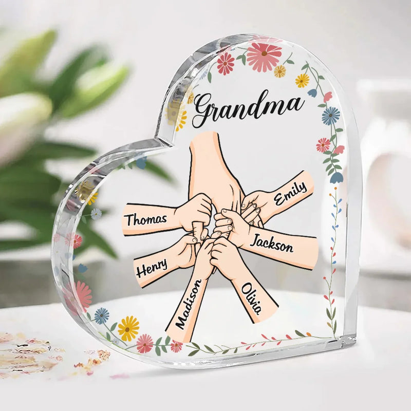 The Bond We Share Is My Greatest Gift - Family Personalized Custom Heart Shaped Acrylic Plaque - Gift For Mom, Grandma