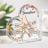 You Mean The World To Me - Family Personalized Custom Heart Shaped Acrylic Plaque - Gift For Mom, Grandma