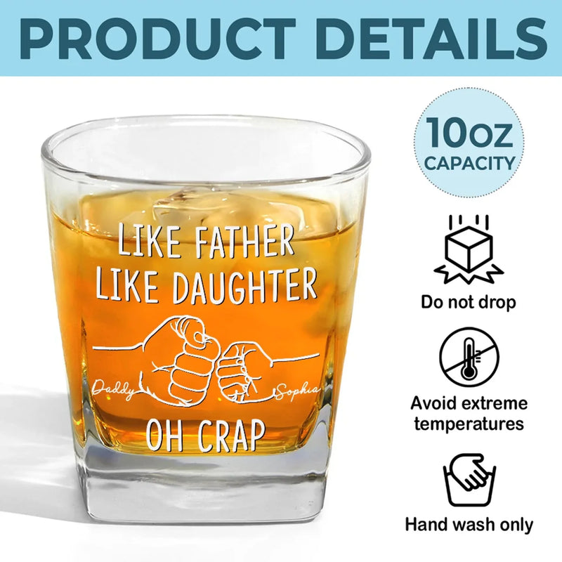 Built By My Father’s Hands - Family Personalized Custom Square Whiskey Glass - Gift For Dad