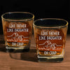 Built By My Father’s Hands - Family Personalized Custom Square Whiskey Glass - Gift For Dad