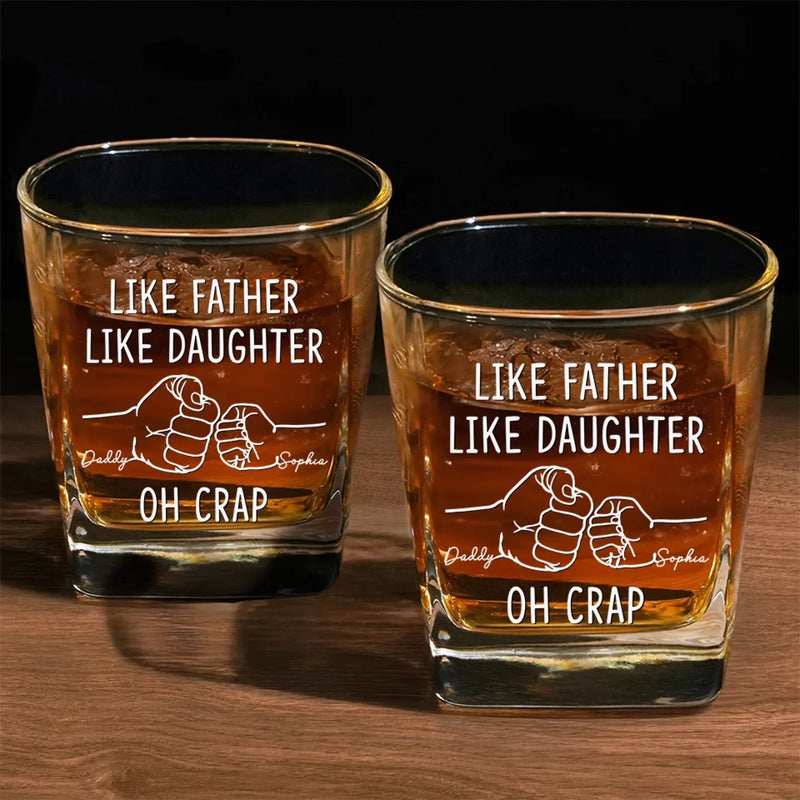 Built By My Father’s Hands - Family Personalized Custom Square Whiskey Glass - Gift For Dad