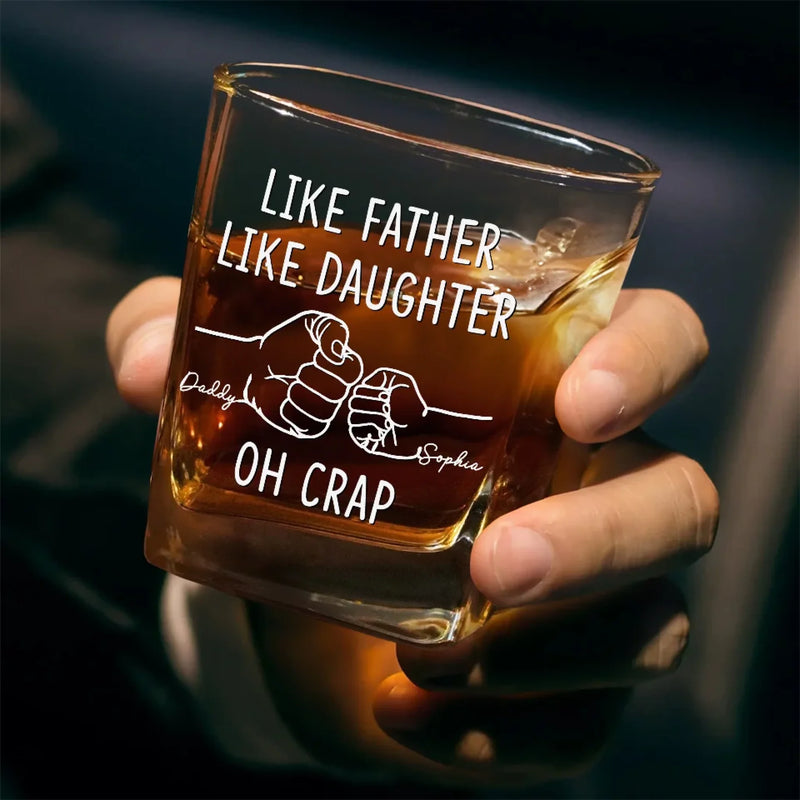 Built By My Father’s Hands - Family Personalized Custom Square Whiskey Glass - Gift For Dad