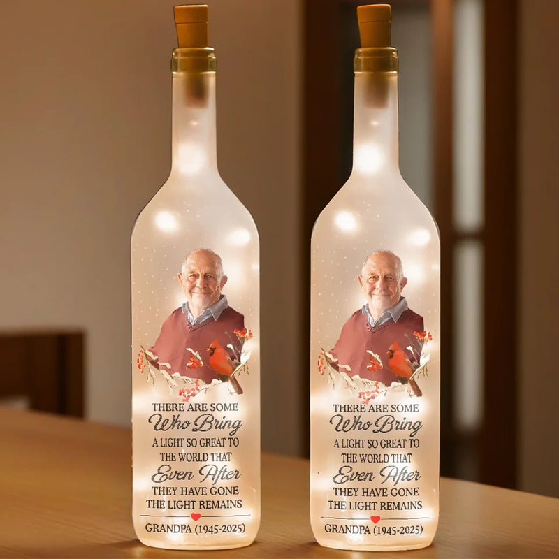 Custom Photo Always In My Heart, Never Far Away - Memorial Personalized Custom Bottle Lamp - Sympathy Gift For Family Members