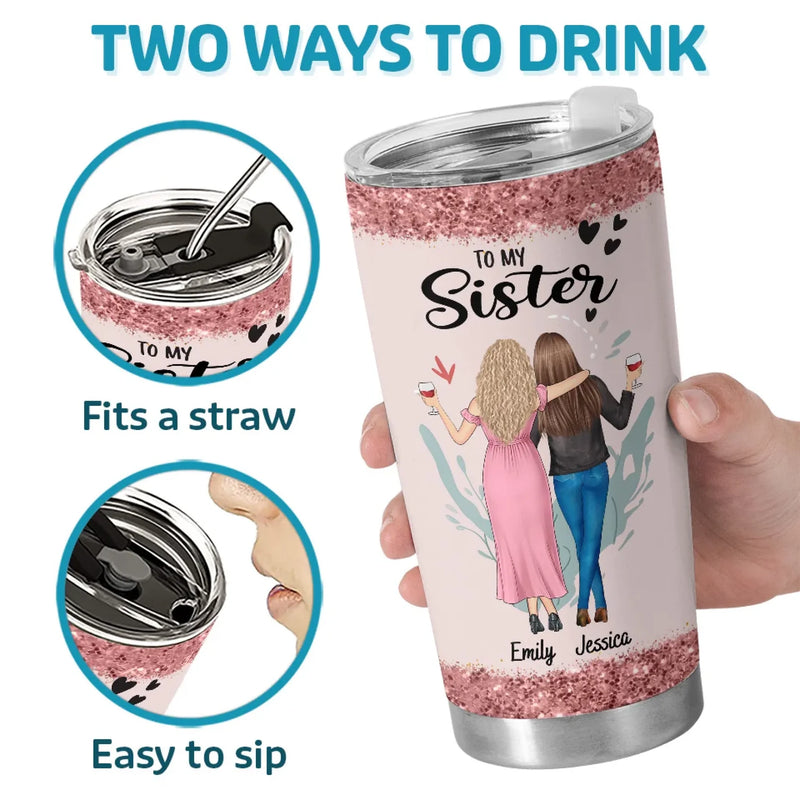 The Sister Of My Soul - Bestie Personalized Custom Tumbler -  Gift For Best Friends, BFF, Sisters