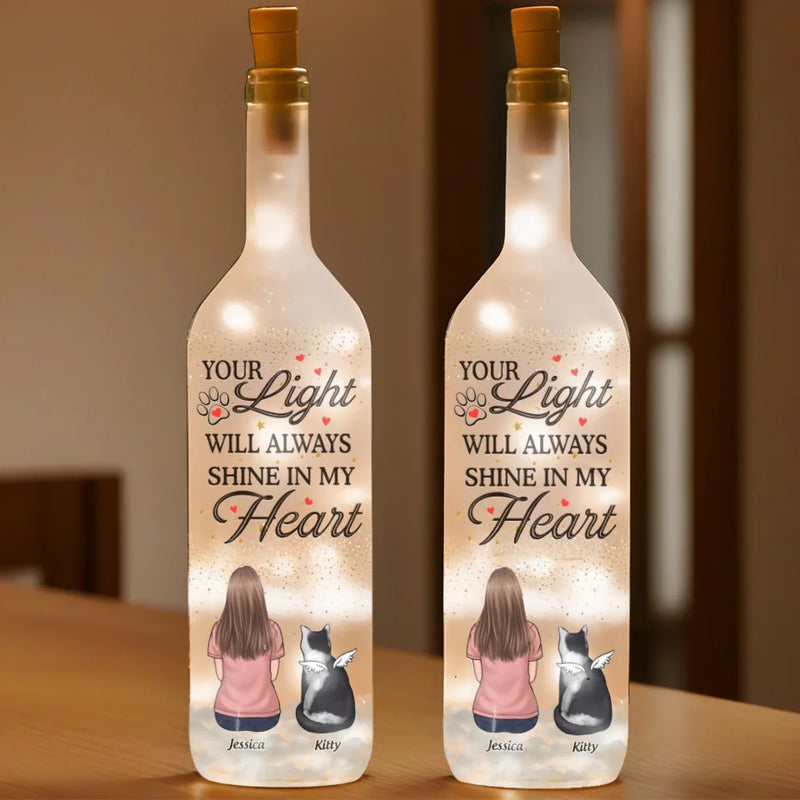 Custom Name Pet Memorial Decor - Personalized Bottle Lamp