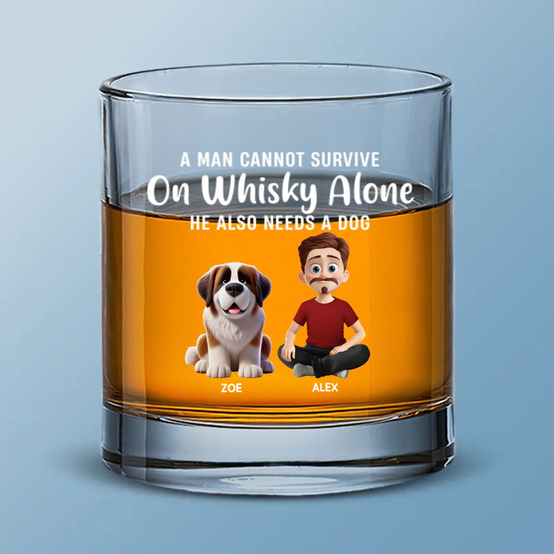 Custom Name Dog Lover Gifts for Men - Personalized Whiskey Glass