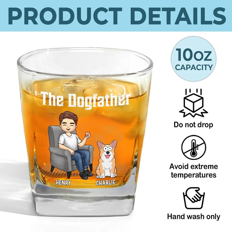 Together With Our Beloved Father - Dog & Cat Personalized Custom Square Whiskey Glass - Gift For Pet Owners, Pet Lovers