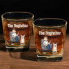 Together With Our Beloved Father - Dog & Cat Personalized Custom Square Whiskey Glass - Gift For Pet Owners, Pet Lovers