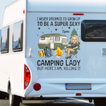 Custom Name Funny Camping Lady Gifts for Women - Personalized Decal