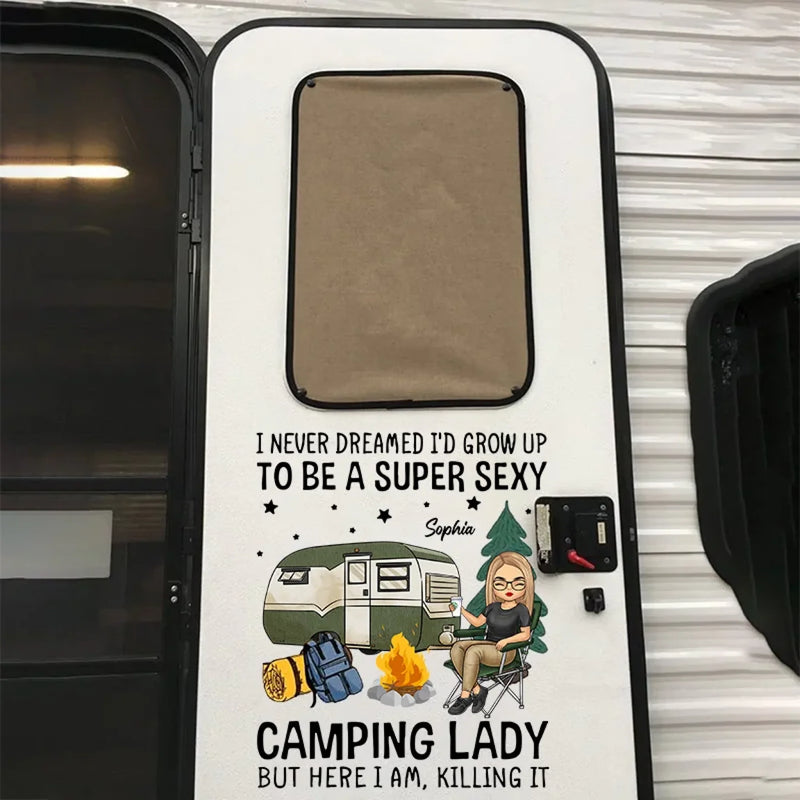Born To Camp, Forced To Work - Camping Personalized Custom RV Decal - Gift For Yourself, Best Friends, Siblings, Family Members, Camping Lovers