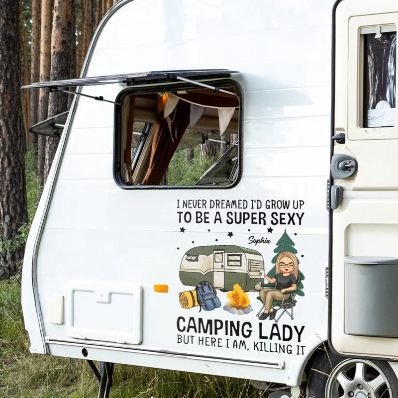 Born To Camp, Forced To Work - Camping Personalized Custom RV Decal - Gift For Yourself, Best Friends, Siblings, Family Members, Camping Lovers