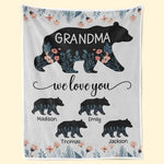 Custom Name Grandma Bear Gifts for Grandmas - Personalized Blanket