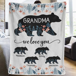 Custom Name Grandma Bear Gifts for Grandmas - Personalized Blanket