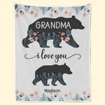 Custom Name Grandma Bear Gifts for Grandmas - Personalized Blanket