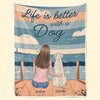 Life Is Better With A Wagging Tail - Dog Personalized Custom Blanket - Gift For Pet Owners, Pet Lovers