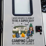 Custom Name Funny Camping Lady Gifts for Women - Personalized Decal
