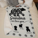 Custom Name Bear Grandma Gifts - Personalized Blanket